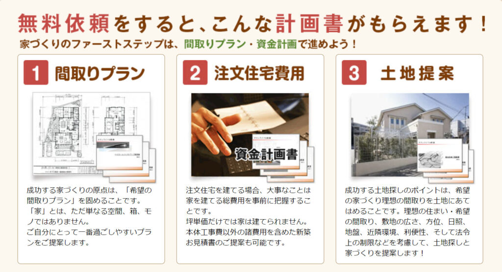 「タウンライフ家づくり」の無料で作ってもらえる計画書